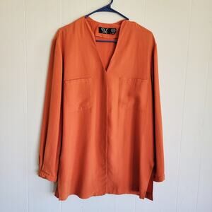 YL Yair 100% Silk Long Sleeve Button Down Blouse